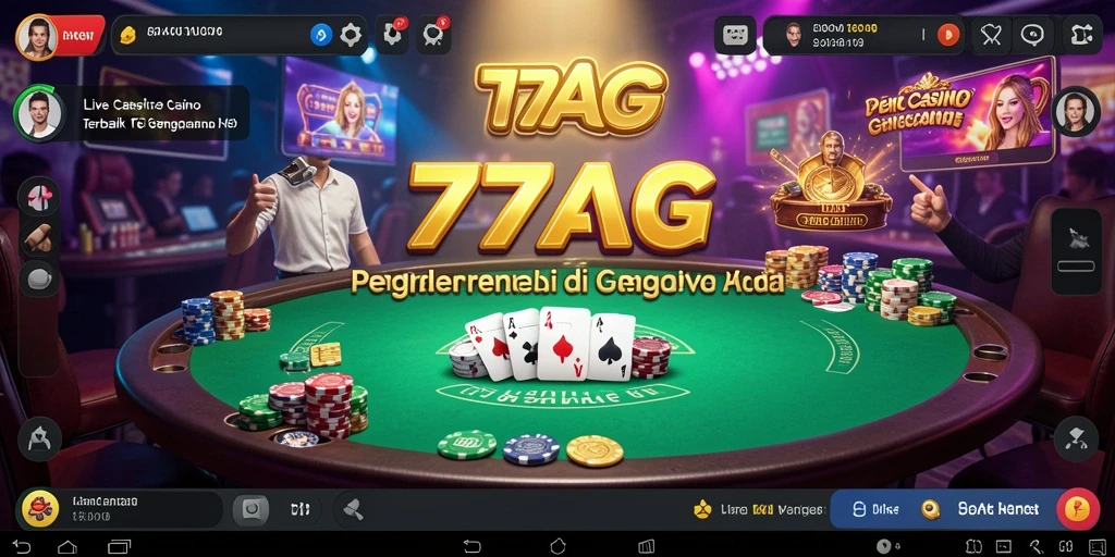 Screenshot gameplay Live Casino 77AG dengan dealer langsung.