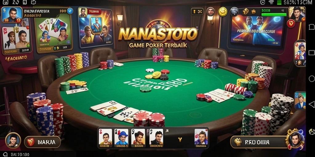 Tampilan gameplay <strong>NANASTOTO</strong> dengan suasana poker yang menegangkan.