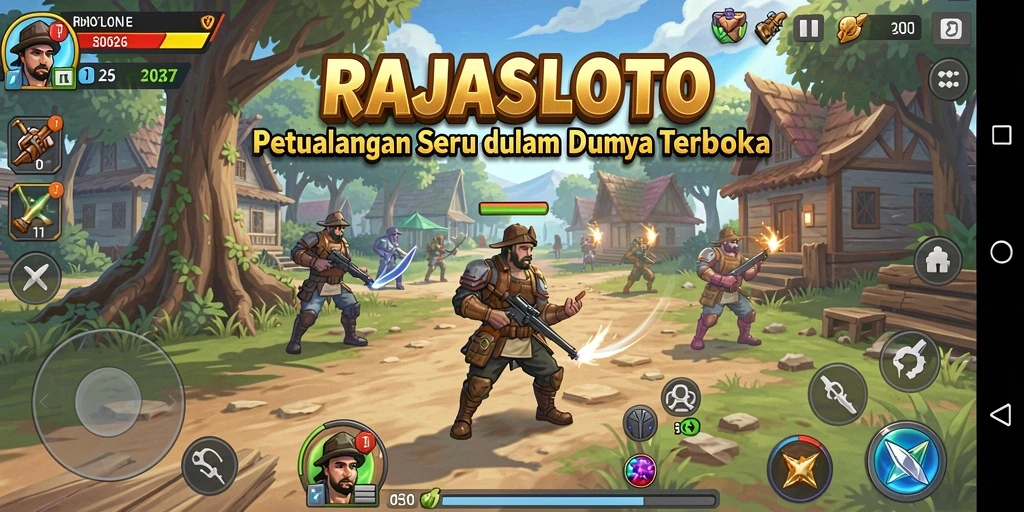 Screenshot gameplay RAJASLOTO, menampilkan dunia yang luas dan indah.