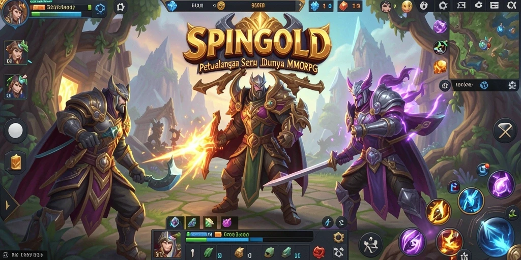 Screenshot gameplay SPINGOLD menunjukkan aksi seru di dunia MMORPG.