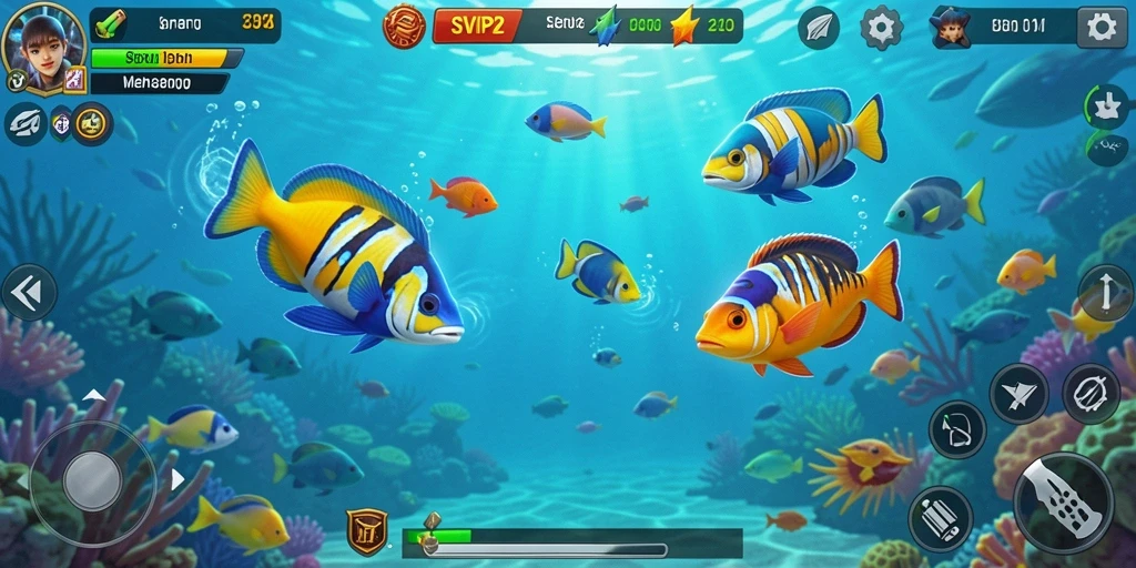 Gameplay dinamis dan seru saat menembak ikan di SVIP2.