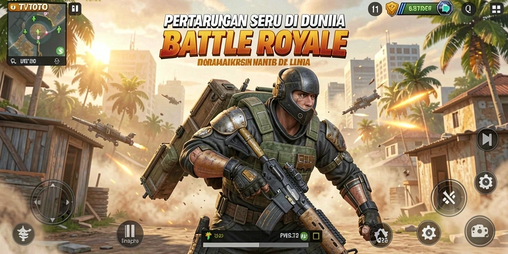 Tangkapan layar aksi mendebarkan dalam game Battle Royale TVTOTO.
